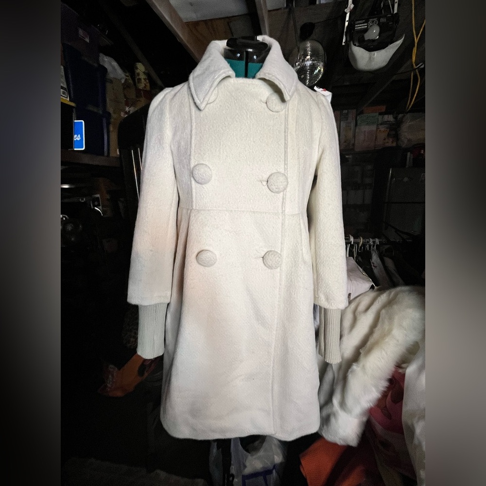 1960s inspired White Button Coat